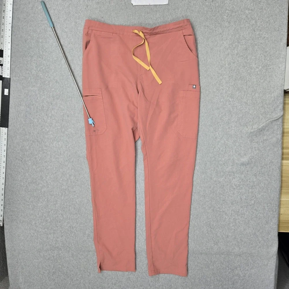 FIGS Women Scrub Pants L/T Pink Cargo High Waisted Yola Skinny PO#1516 Logo READ